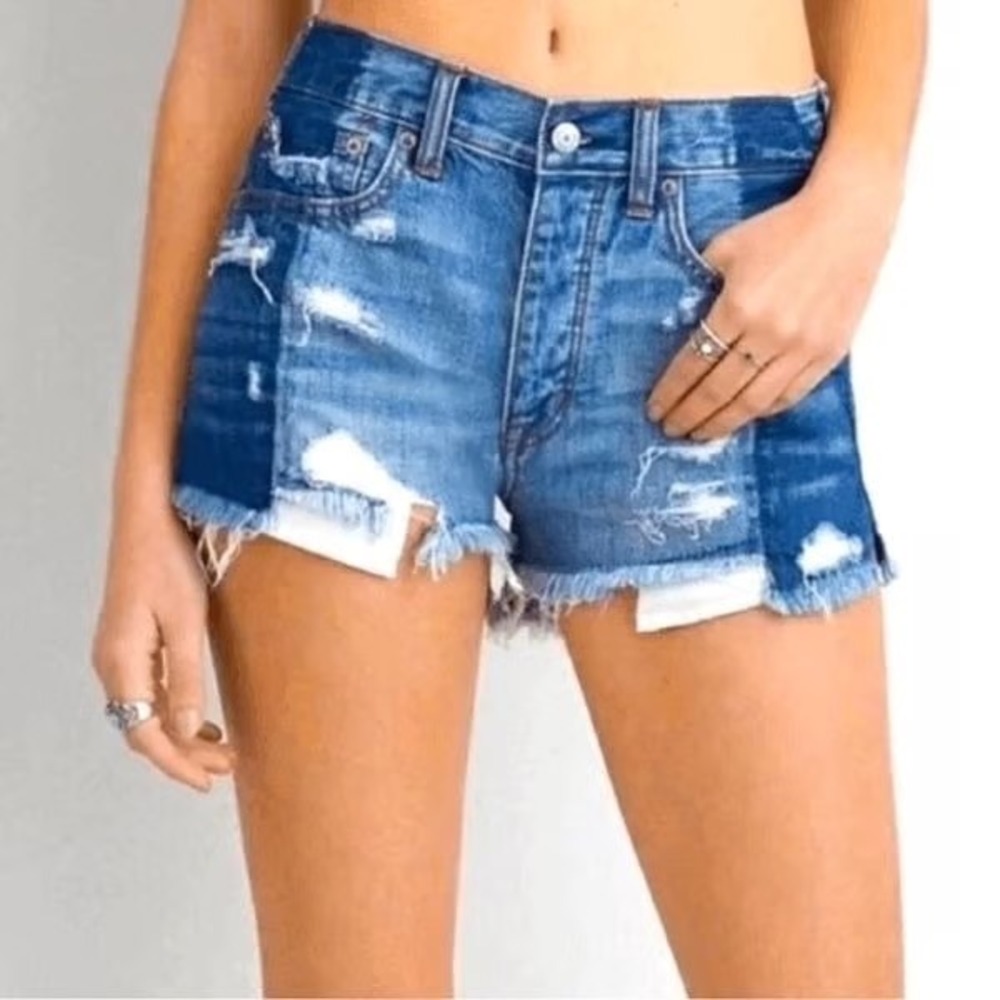 American Eagle Outfitters Vintage Hi Rise Festival Denim Shorts Distressed sz 4 - Picture 2 of 10